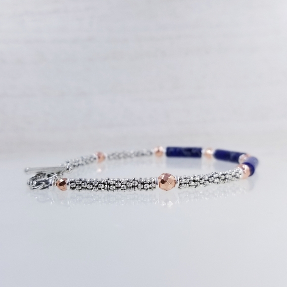 Blue Jasper Beaded Gemstone Toggle Bracelet - Picture 6 of 10